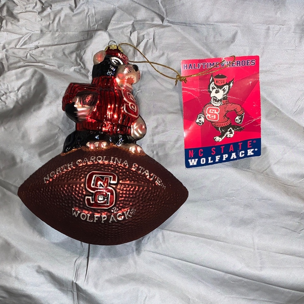 STATE NC State Wolfpack Bear Ornament - Red and Brown